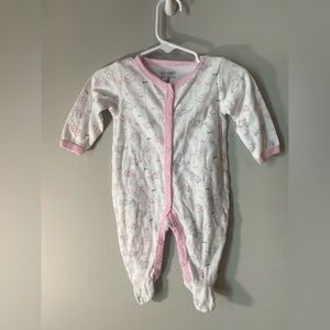 Pink and White Baby Girl Footie Outfit
